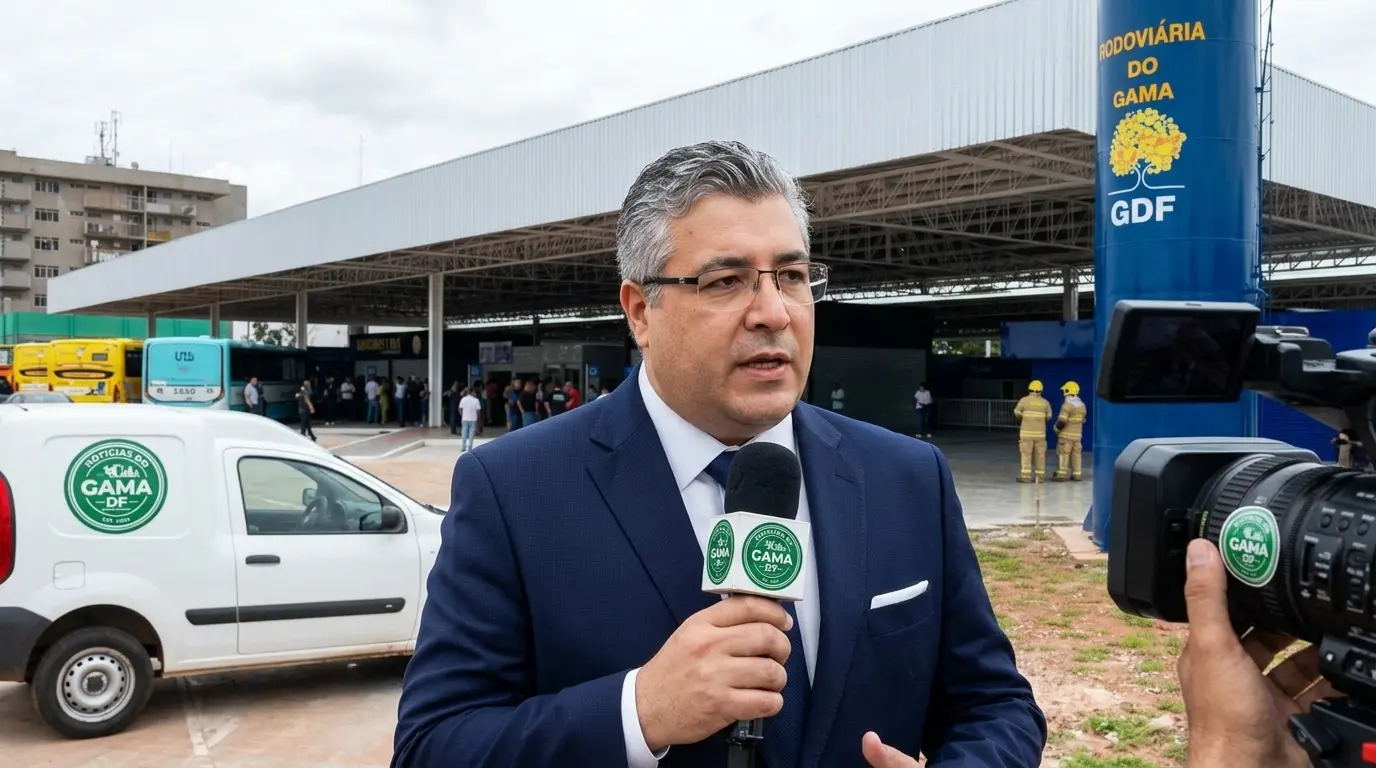 Trânsito intenso no Gama, mostrando congestionamento e veículos parados