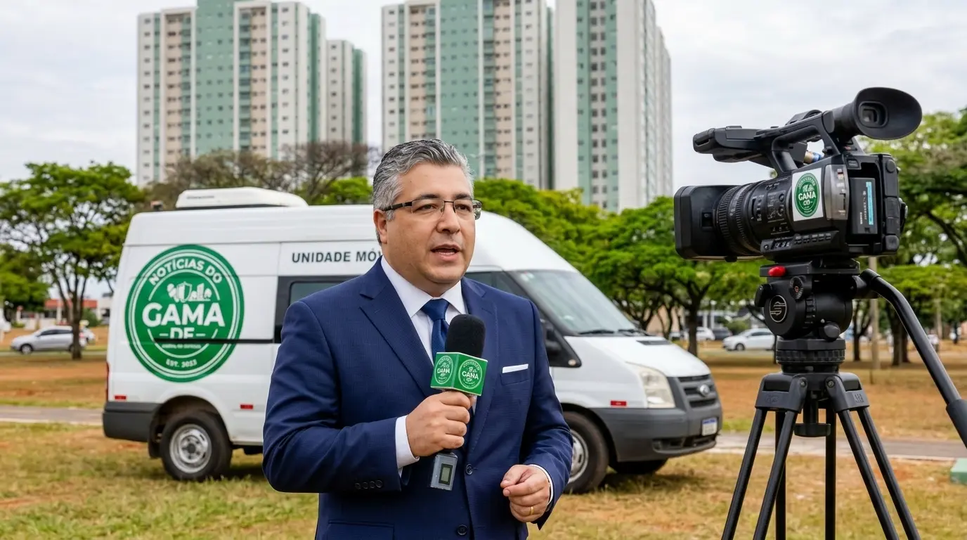 Caminhão colidindo com moto em via pública no Gama, causando ferimentos